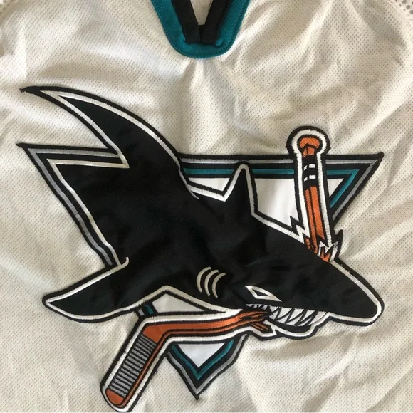 Vintage 1990’s Pro Player San Jose Sharks Jersey sz Large Home White Hockey NHL - Picture 3 of 7
